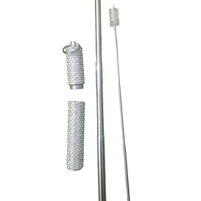 Crystal AB Rhinestone Travel Straw