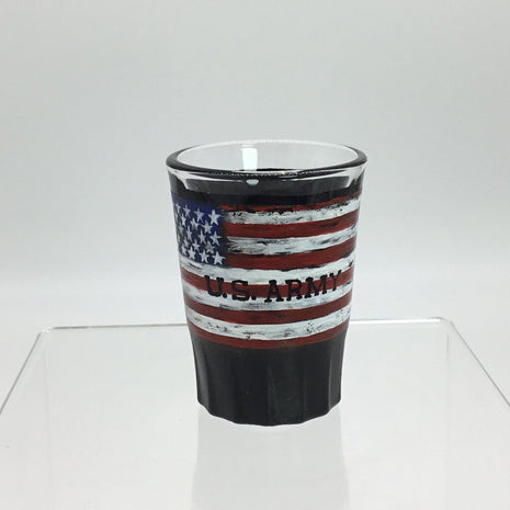 Rustic U.S. Army Hvy Shotgls, 2 oz, Black Hand Painted, Heat Cured, Hand Wash Please.