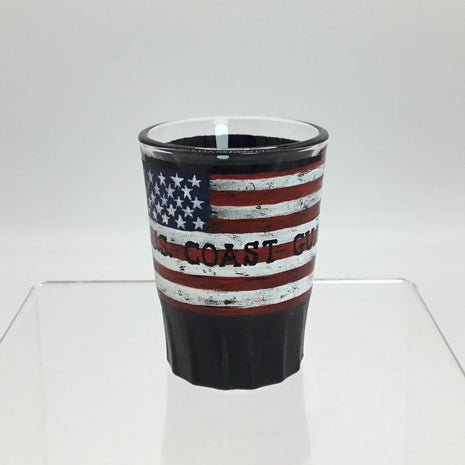 Rustic U.S. Coast Guard Hvy 2oz Black Shotglass, Hand Painted, Heat Cured, Hand Wash Please.