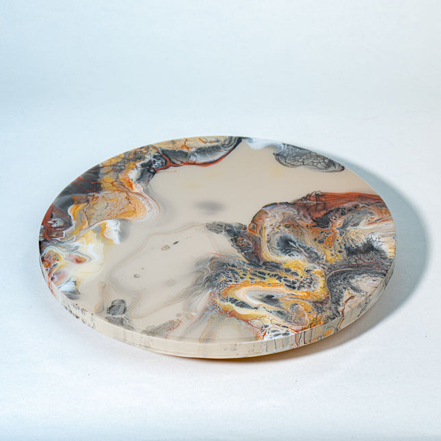 Organic Fluid Art Lazy Susan - Gray, Black, Bronze, Gold & White