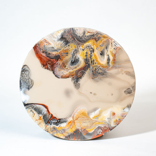 Organic Fluid Art Lazy Susan - Gray, Black, Bronze, Gold & White