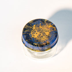 4 oz Jar Cover is blue, gold, black - view 1