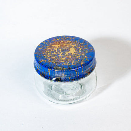 4 oz Herb Jar Cover is blue, gold, black