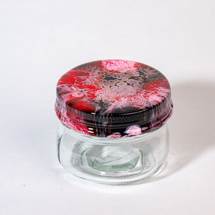 4 oz Herb Jar Cover is pink gold black red