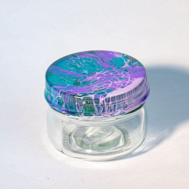 4 oz Herb Jar Cover is teal lavender