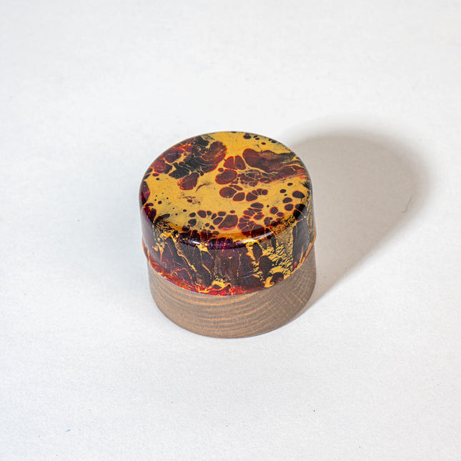 Mini ring trinket box - gold burgundy black