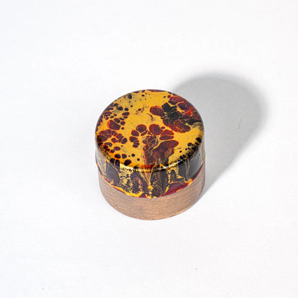 Mini ring trinket box - gold burgundy black