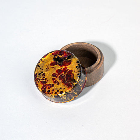 Mini ring trinket box - gold burgundy black