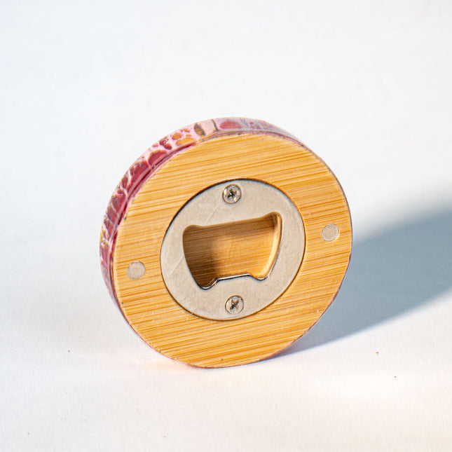 Magnetic Bamboo Bottle Opener - gold pink black red