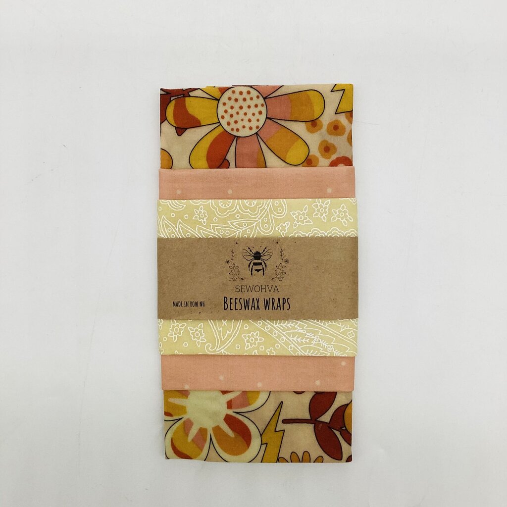 Beeswax Wraps 3 Pack, Hippy Flowers