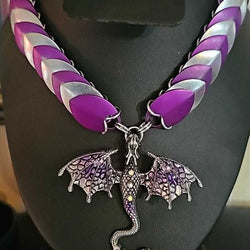 Purple and Silver Scale Necklace with Purple Dragon - view 4