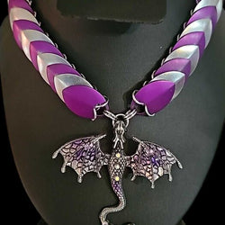 Purple and Silver Scale Necklace with Purple Dragon - view 2