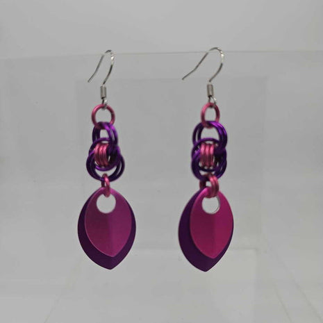 Pink and Purple Scale and Ocean Waves Earrings
