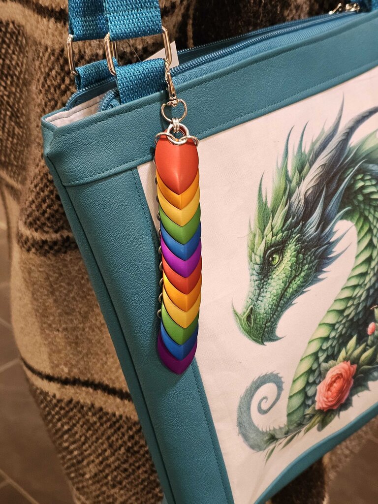 Rainbow Dragon Scale Fidget Keychain Long