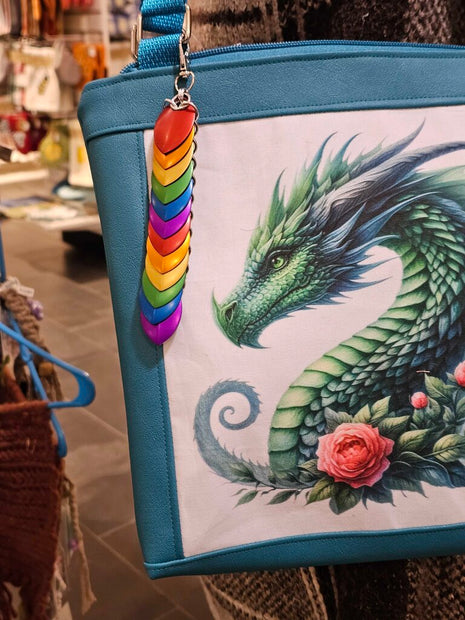 Rainbow Dragon Scale Fidget Keychain Long