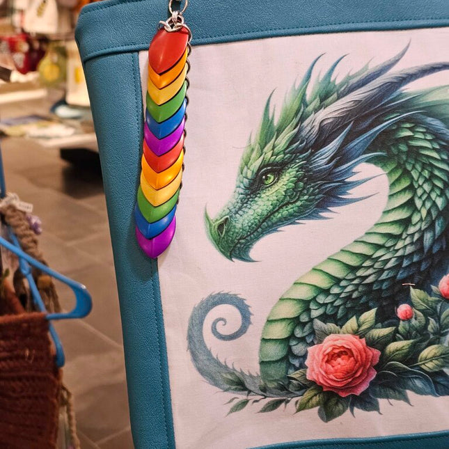 Rainbow Dragon Scale Fidget Keychain Long