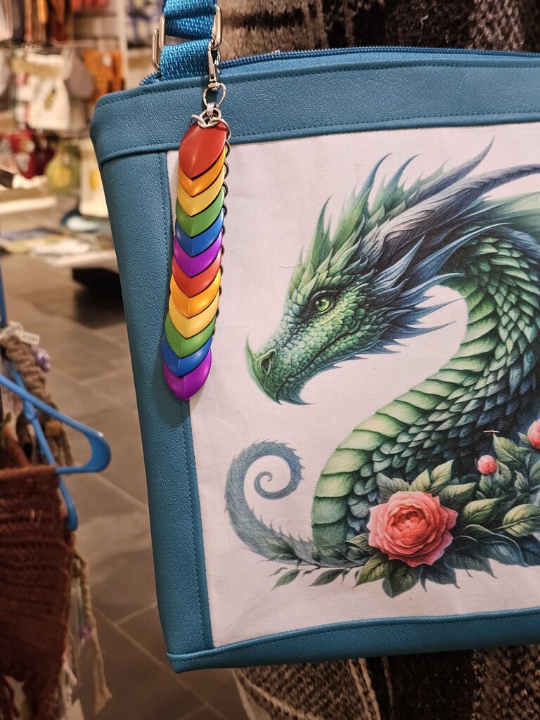 Rainbow Dragon Scale Fidget Keychain Long