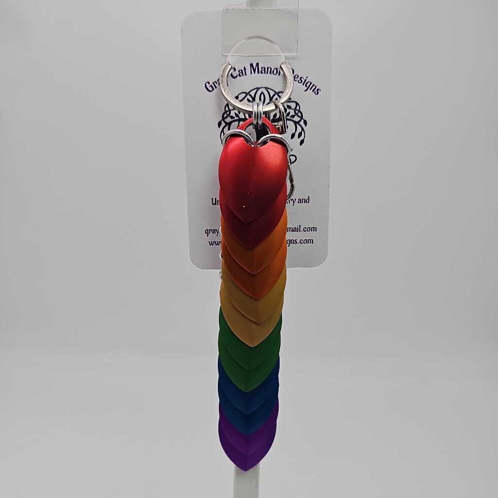 Rainbow Dragon Scale Fidget Keychain Long
