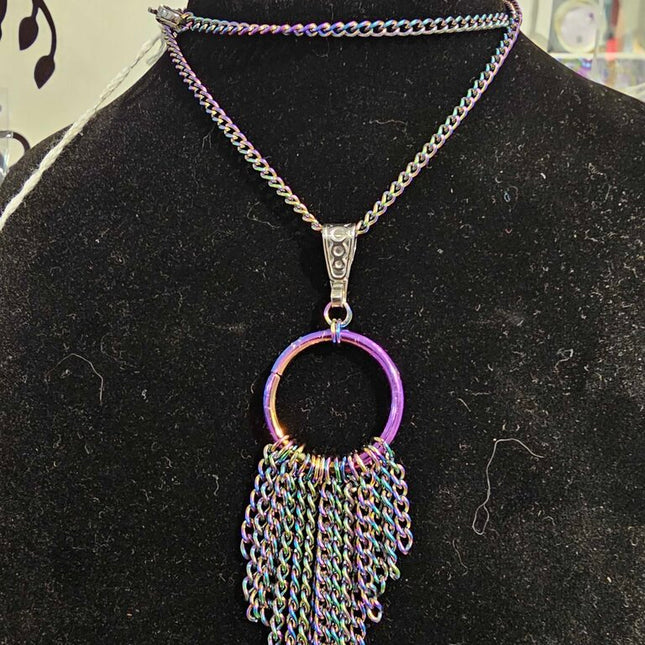 Rainbow Stainless Steel Fringe Necklace 20 inch Chain