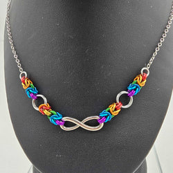 Rainbow Byzantine Links with Infinity Charm Necklace 18 -19 inches - view 1