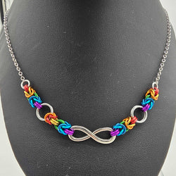 Rainbow Byzantine Links with Infinity Charm Necklace 18 -19 inches - view 2