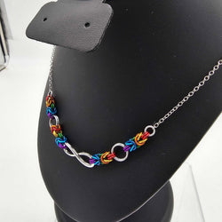 Rainbow Byzantine Links with Infinity Charm Necklace 18 -19 inches - view 3