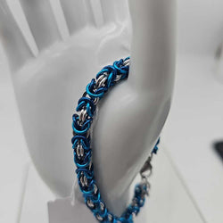 18SWG Silver, Blue, Turquoise Byzantine Bracelet 7.5-8 inches - view 2