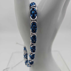 18SWG Silver, Blue Byzantine Bracelet 8-8.5 inches - view 1