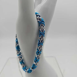 18SWG Silver, Turquoise Byzantine Bracelet 7.5-8 inches - view 1