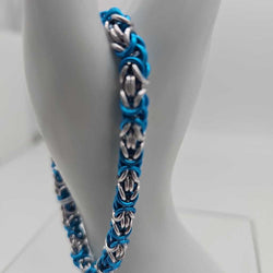 18SWG Silver, Turquoise Byzantine Bracelet 7.5-8 inches - view 2