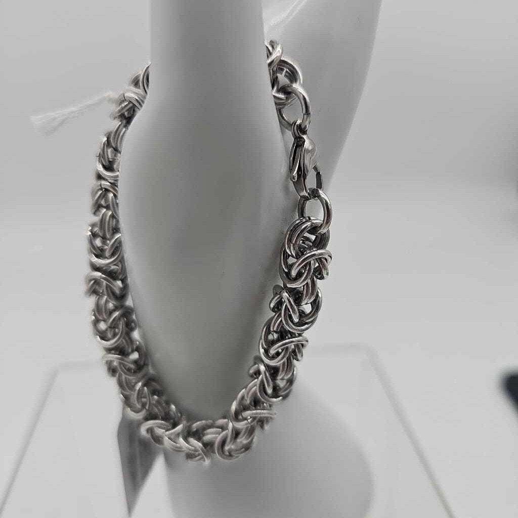 16SWG Silver Byzantine Bracelet 7.5 inches
