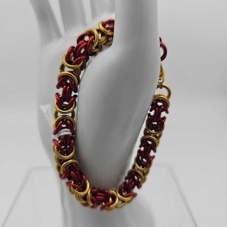 16SWG Red, Yellow Byzantine Bracelet 7 inches