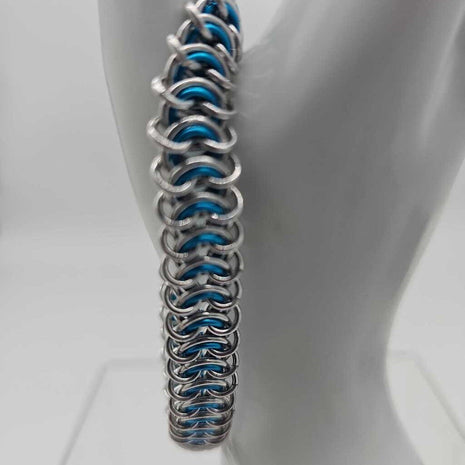 Silver and Turquoise Vertebrae Bracelet 7.5 inches