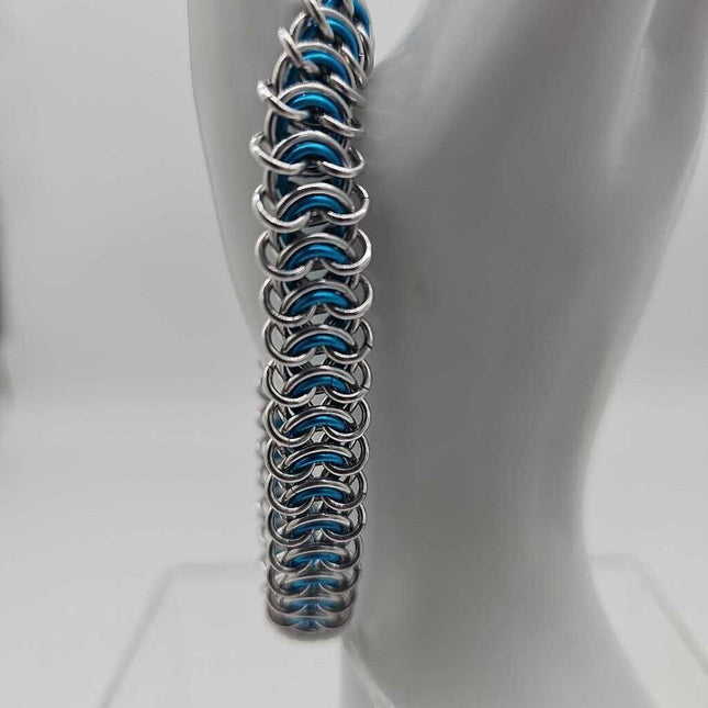 Silver and Turquoise Vertebrae Bracelet 7.5 inches