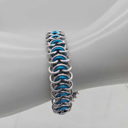 Silver and Turquoise Vertebrae Bracelet 7.5 inches - view 3