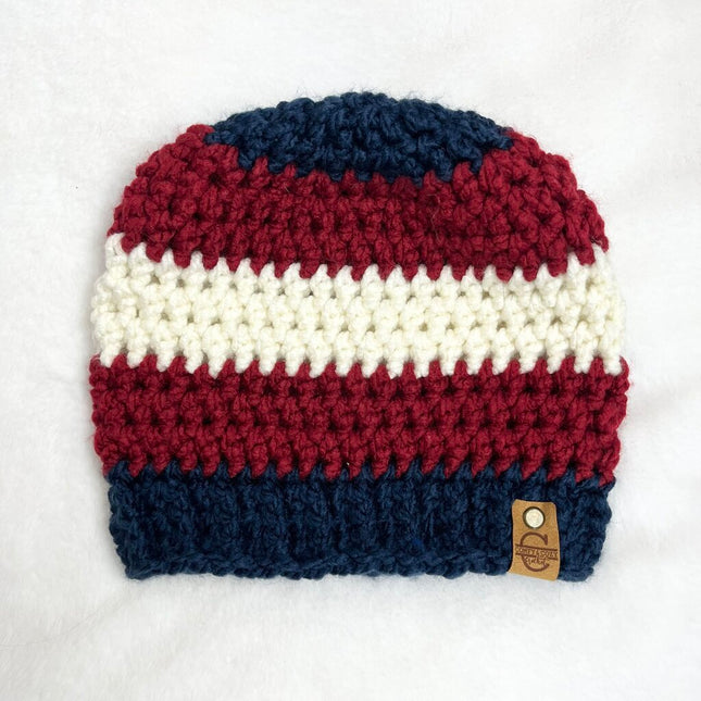 Beanie Hat (Adult) - Red, White, and Blue