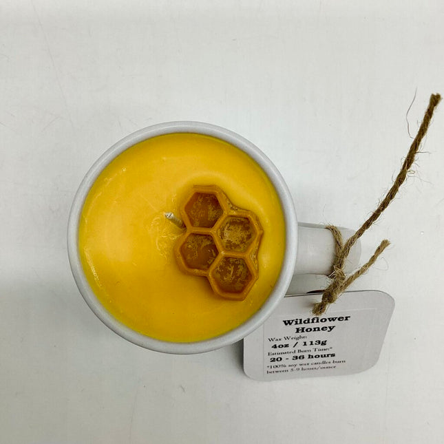 Wildflower Honey - Mug Candle (Floral Mini Mug) - 100% Soy Wax