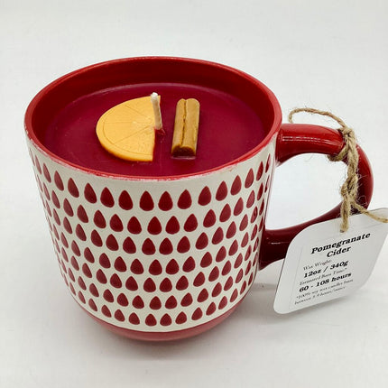 Pomegranate Cider - Mug Candle (Teardrop Mug) - 100% Soy Wax