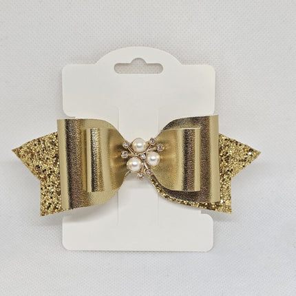 Golden Snowflake Glitter Hair Bow