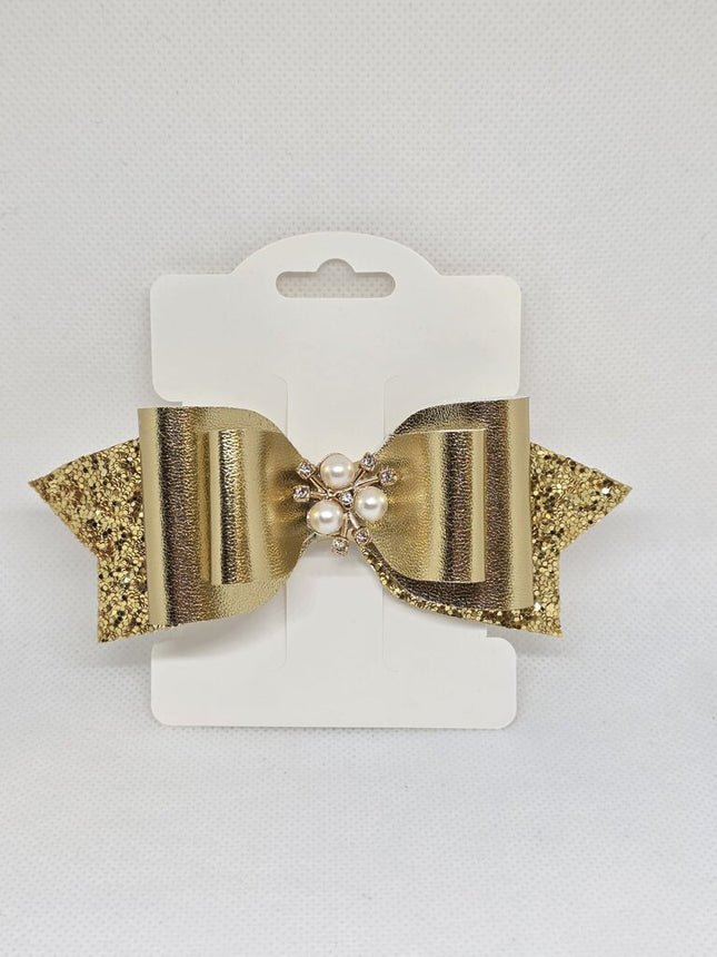 Golden Snowflake Glitter Hair Bow