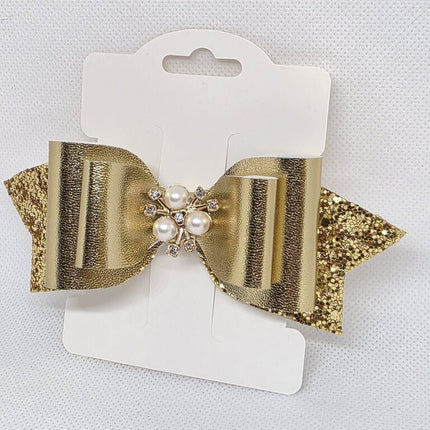 Golden Snowflake Glitter Hair Bow