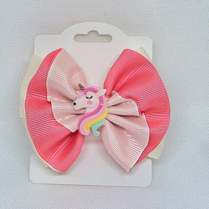 Dreamy Pink Unicorn Hair Bow with Rainbow