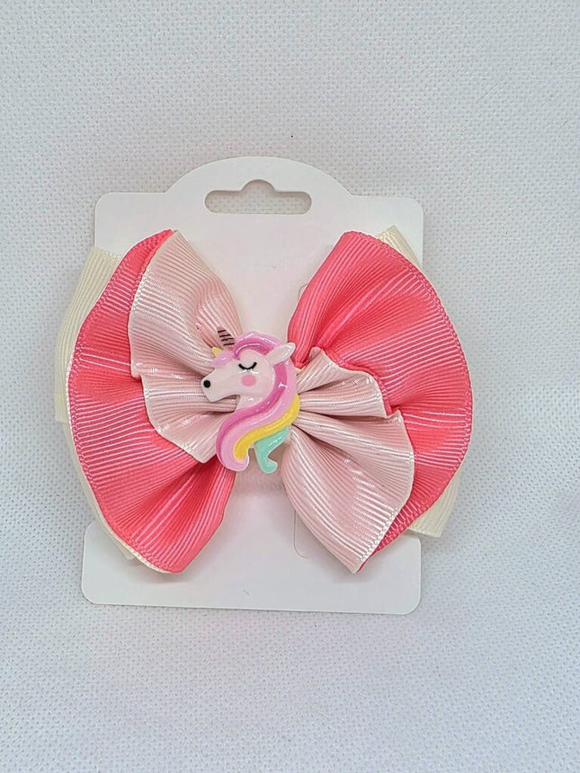 Dreamy Pink Unicorn Hair Bow with Rainbow