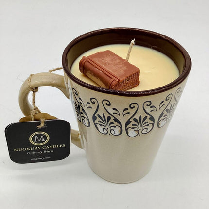 Bookstore - Mug Candle (Beige Scroll Mug) - 100% Soy Wax