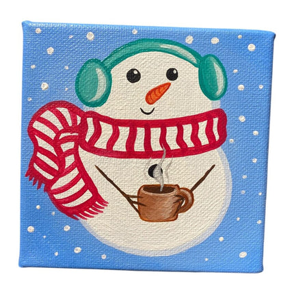 Snow Man with Cocoa Block Canvas