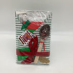 Green striped paper with red and green decor