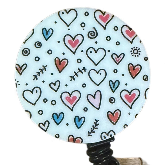 Acrylic Badge Reel - Heart White