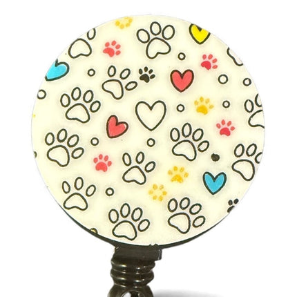 Acrylic Badge Reel - Paw White