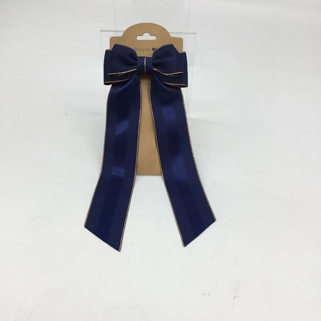 Navy big bow/golden edge