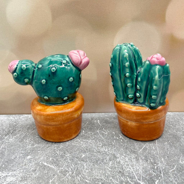 Cactus Salt & Pepper Shakers Emerald & Sand